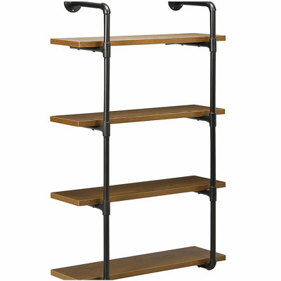 Rack Industrial Pipe Shelves Floating Wall Mounted Bookshelf, Metal Frame Display Rack