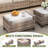 6-Piece Outdoor Patio Conversation Set, 3-Seater Sofa, 2 Armchairs, 2 Ottomans & Coffee Table, Steel Frame with Wood-Grain Heat Transfer, Olefin Cushions for Patio, Backyard, Porch & Poolside