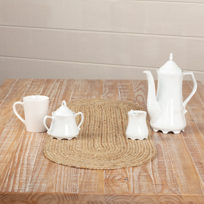 Natural Tan Braided Jute Farmhouse Table Runner, 13x90 Inches