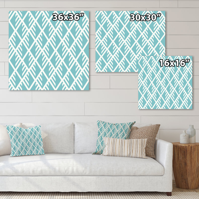 «Light Blue Diamonds», reproduction d'art sur toile à motifs, H 36 po x l 36 po x P 1 po, Toile tendue