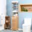 Armoire de salle de bain haute Kleankin avec tiroir et tablettes à lattes