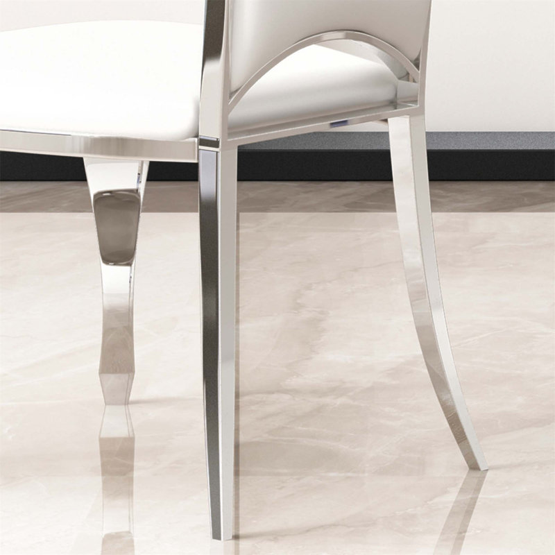 Ensemble de 2 chaises de salle à manger modernes en similicuir, dossier unique avec chaise sans accoudoirs à rayures pour une assise élégante