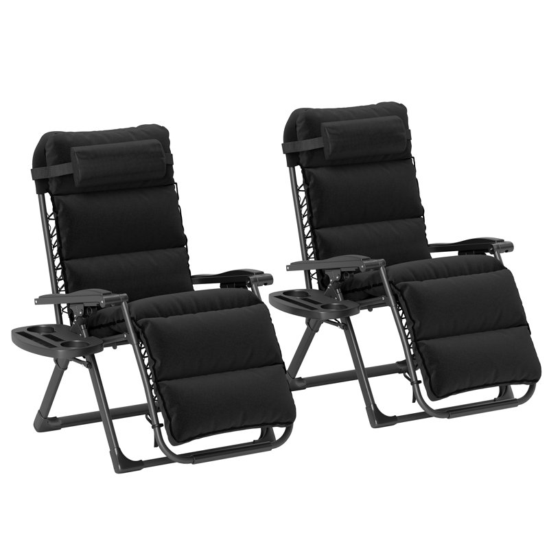 90cm Long Zero Gravity with Cushions, Black