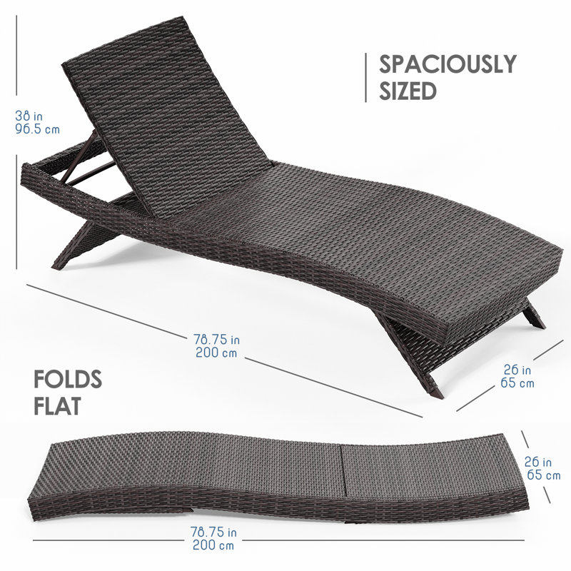 Premium Brown Wicker Outdoor Chaise Lounge Set of 2