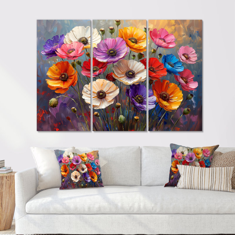 Thornbury - Ensemble de décoration murale coquelicots, Toile tendue, H 28 po x l 36 po x P 1 po