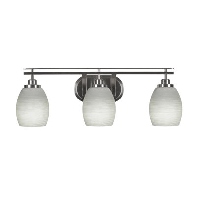 Barre d'éclairage de salle de bain 3 lumières Odyssey au fini noir mat avec verre de 5 po