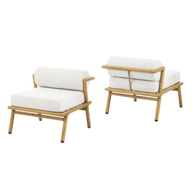 Fauteuil club d'extérieur en fer au fini teck La Fiora (sans la table)