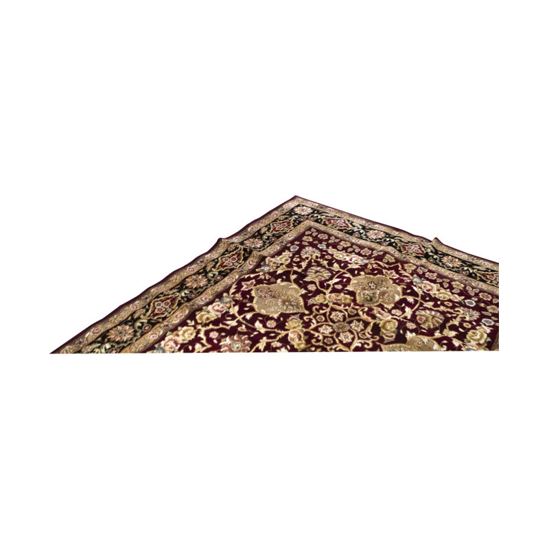 Hand-Knotted High-Quality Wine and Black Area Rug
