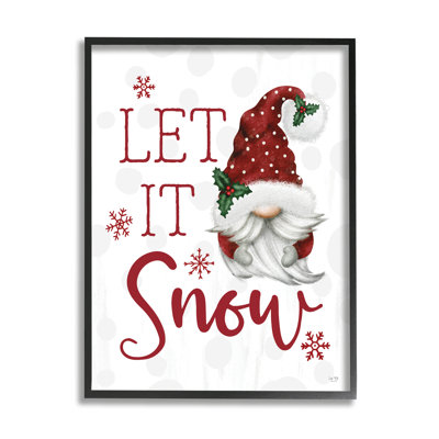 " Let It Snow Winter Sentiment Red Snowflakes Gnome " by Lux + Me Designs