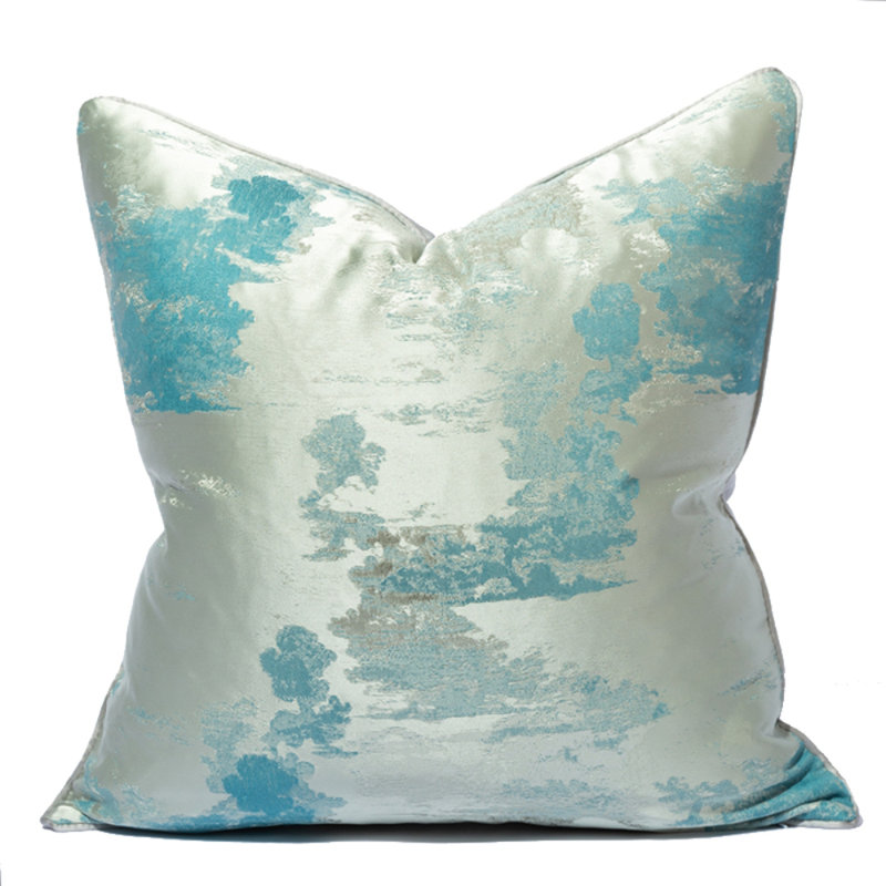 Abstract Accent Jacquard Throw Pillow Cover, Blue Abstract, 18"H x 18"W