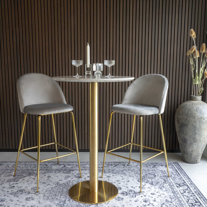 Pontefract Upholstered Counter Stool with Metal Frame, Brass look