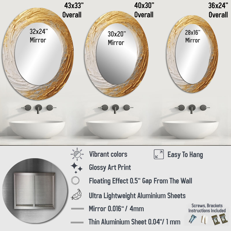 Miroir mural Modern, 36 po x 24 po