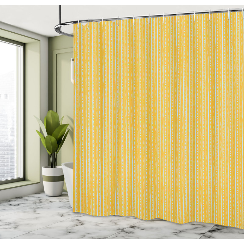 Abstract Geometry Mustard Turquoise Blush Fabric Shower Curtain