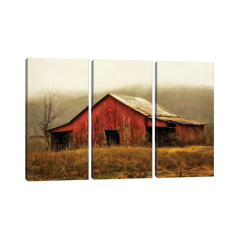 Skylight Barn In The Fog On Canvas par Andy Amos