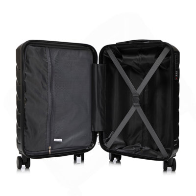 14"/20" 2 Pcs/Set In ABS Spinner Wheel Luggage, With Combination Lock,14" Cosmetic Case (Black)