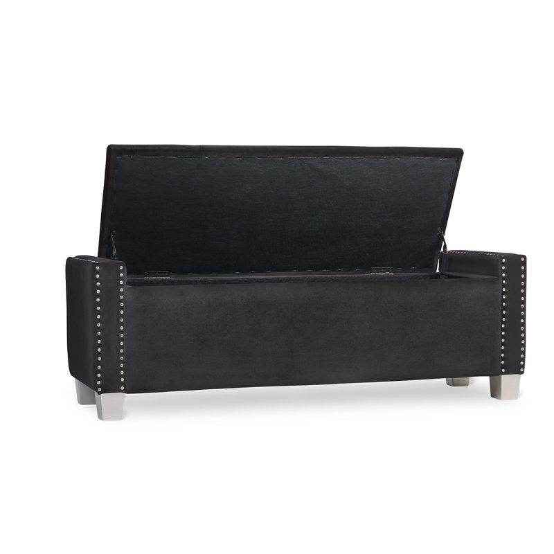 Banc de rangement rembourré Chuichu, Noir