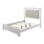 Lit à panneau double moderne pour chambre à coucher, tête de lit tapissier avec DEL intégrée, bouton, motif texturé, finition givrée et avoine
