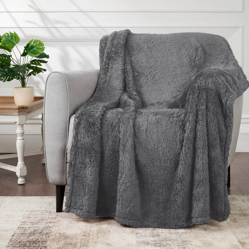 Jeté en chenille CBCHome Cozy, Gris givré, Très grand lit