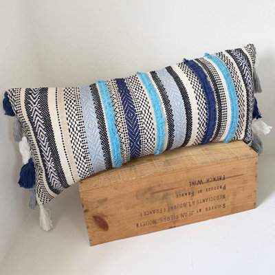 The Inspiring Home Handwoven Pillows Down/Feathers Geometric Rectangular Lumbar Pillow