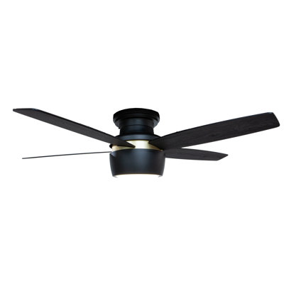 Optimal 48 inch Indoor Matte Black and Soft Gold Ceiling Fan with Integrated LED and Remote Control
