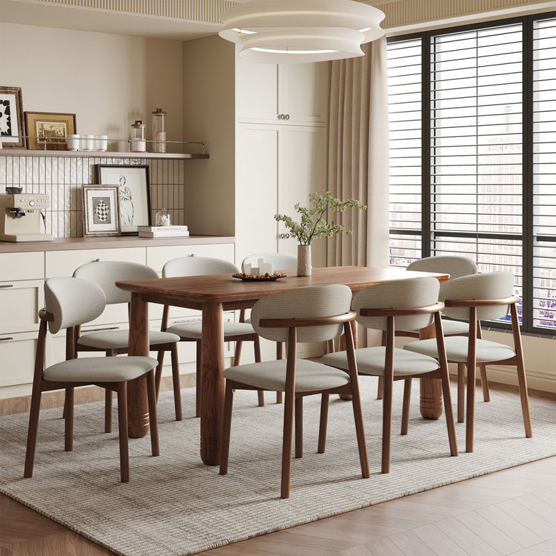 Chaises de salle à manger en bois massif recouvertes de tissu (ensemble de 4)