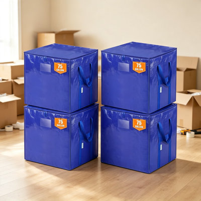 Moving Bags with Zippers and Carrying Handles for Heavy Duty Storage, Reusable Totes for Moving and Space Saving, Waterproof and Foldable Organizer Bags