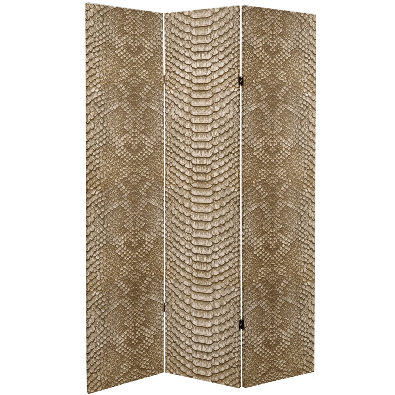 Faux Snakeskin Canvas Room Divider, Tan