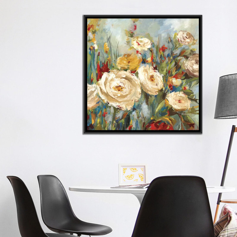 " Calico Fields " by Asia Jensen, 18" H x 18" W x 1.5" D, Black Framed Canvas, No Mat