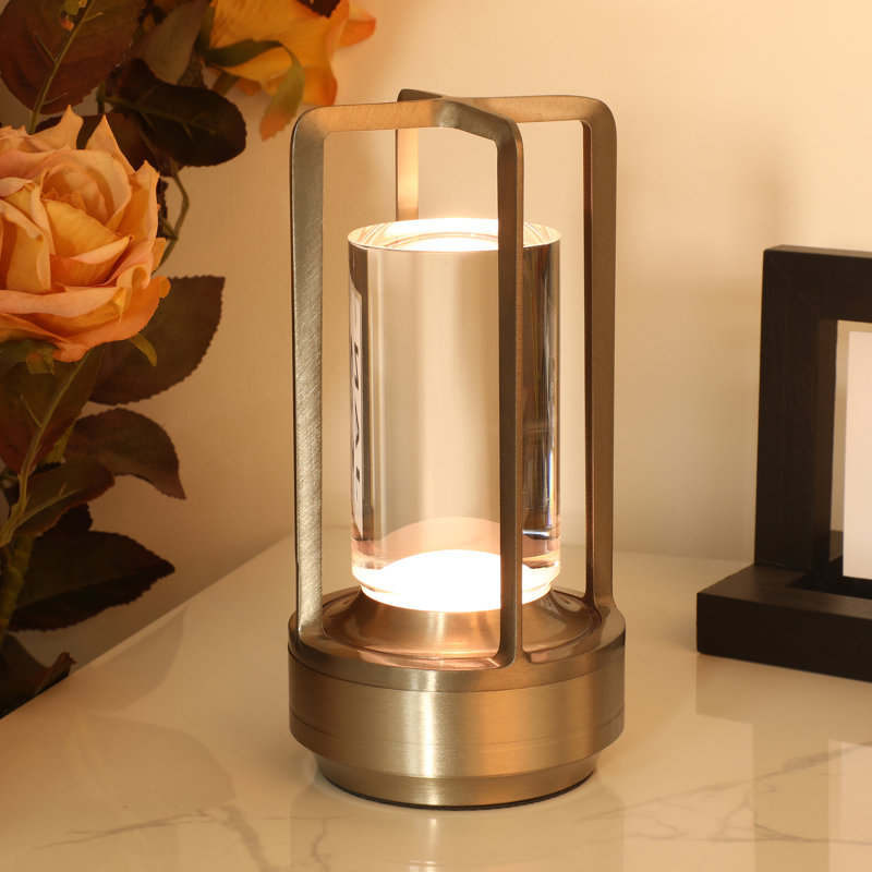 Lampe de table d'extérieur à DEL 7,08 po à piles intégrée, Argent argent