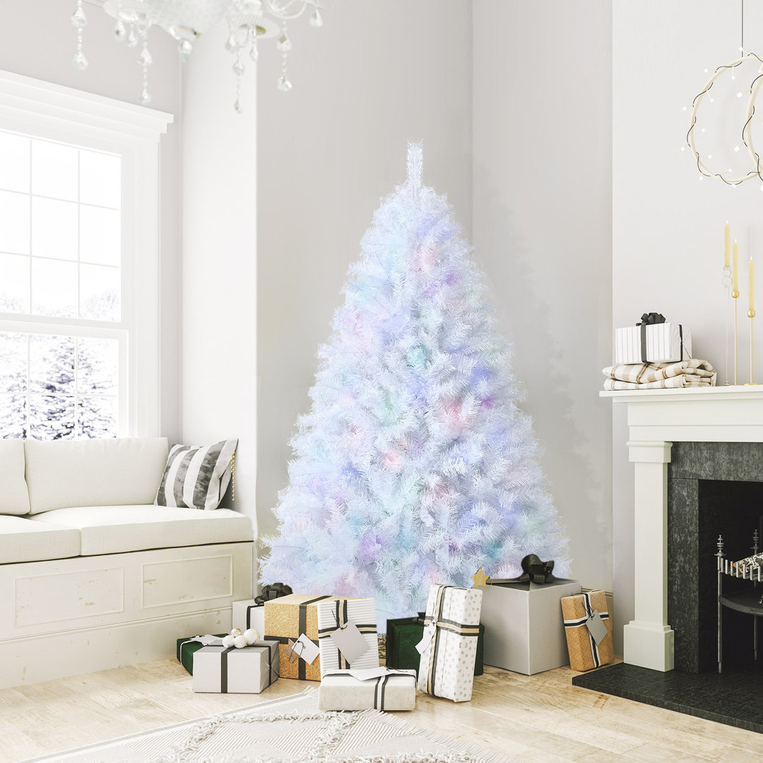 The Holiday Aisle® 7ft White Realistic Xmas Tree, Lush Christmas Tree W/ 1156 Pvc & Pet Branch Tips The Holiday Aisle® 