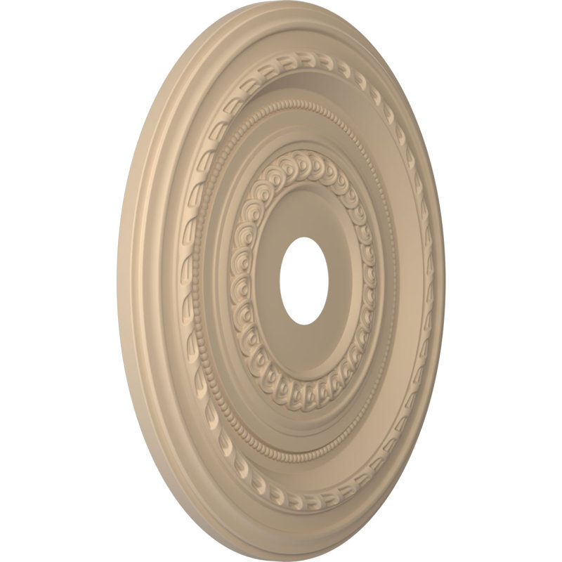 Médaillon Cole en PVC thermoformé pour plafond, H 22 po x l 22 po x P 1 po, Beige fumé satiné UltraCover
