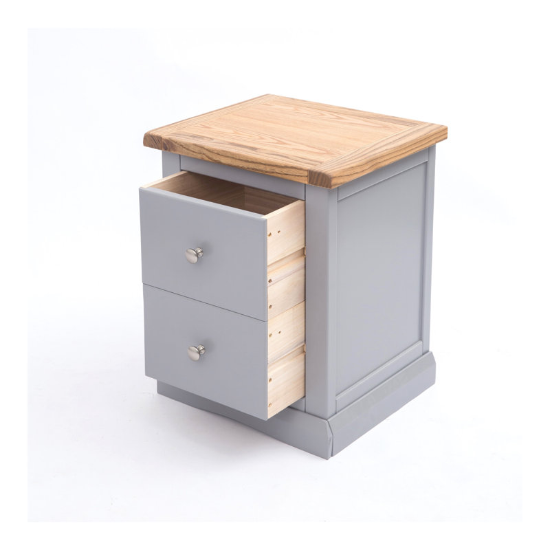 45cm W Solid + Manufactured Wood Bedside Table, Grey/Brown