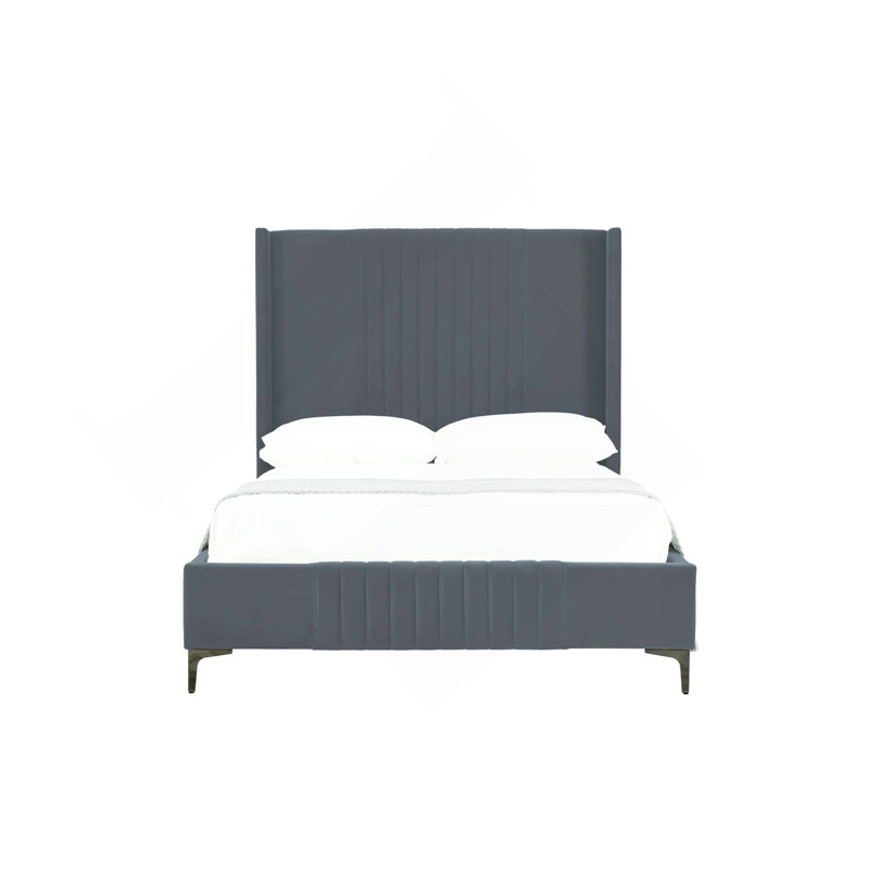 Lit tapissier Promenade, Gris, Lit double