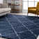 Tapis géométrique à poils longs bleu marine