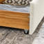 Lit de jour avec lit gigogne, option de rangement de tiroir, grand lit, rembourré, boucle beige, rayures élégantes, expérience d'assise confortable, solution manuelle d'installation facile, rembourrage vertical, marches