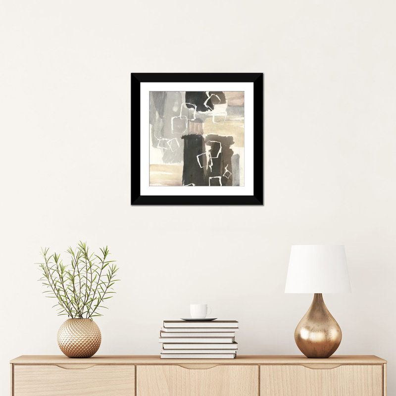 « danse squares i », impression sur toile, Papier avec cadre noir, Blanc, H 16 po x l 16 po x P 1 po