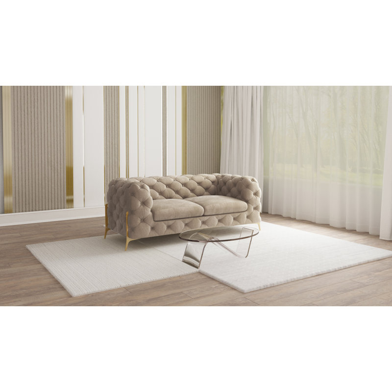 Chesterfield Sofa Atoka with Gold Metal Legs, Dark Cream, 2