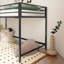 Lit mezzanine simple Adam noir robuste pour les enfants, peu encombrant, lit mezzanine avec échelle d'escalade facile et garde-corps, cadre de lit mezzanine pour la chambre à coucher