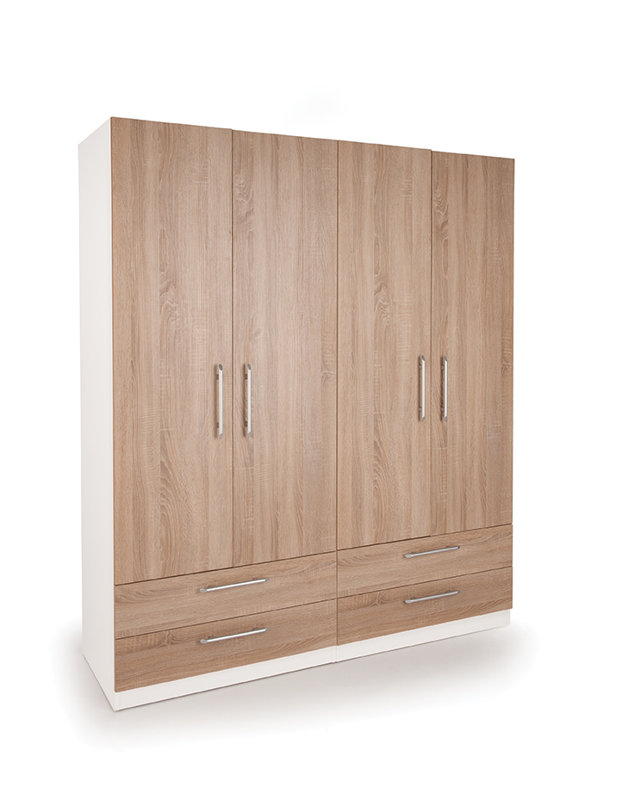 Halstead 4 Door Manufactured Wood Wardrobe, White/Oak