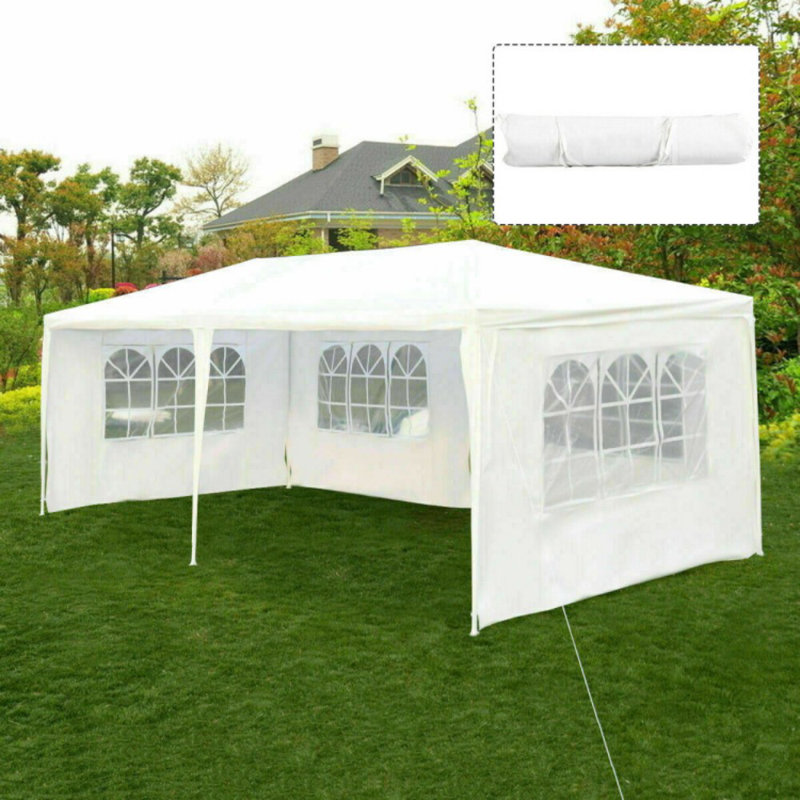 10 x 20 Feet White Canopy Tent with 6 Sidewalls and Carry Bag