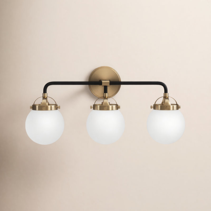 Newport 3 Light Hand-Blown Glass Vanity Light, No, Satin Brass