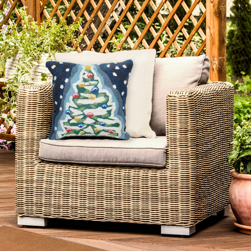 Festive Square Christmas Tree Indoor/Outdoor Pillow
