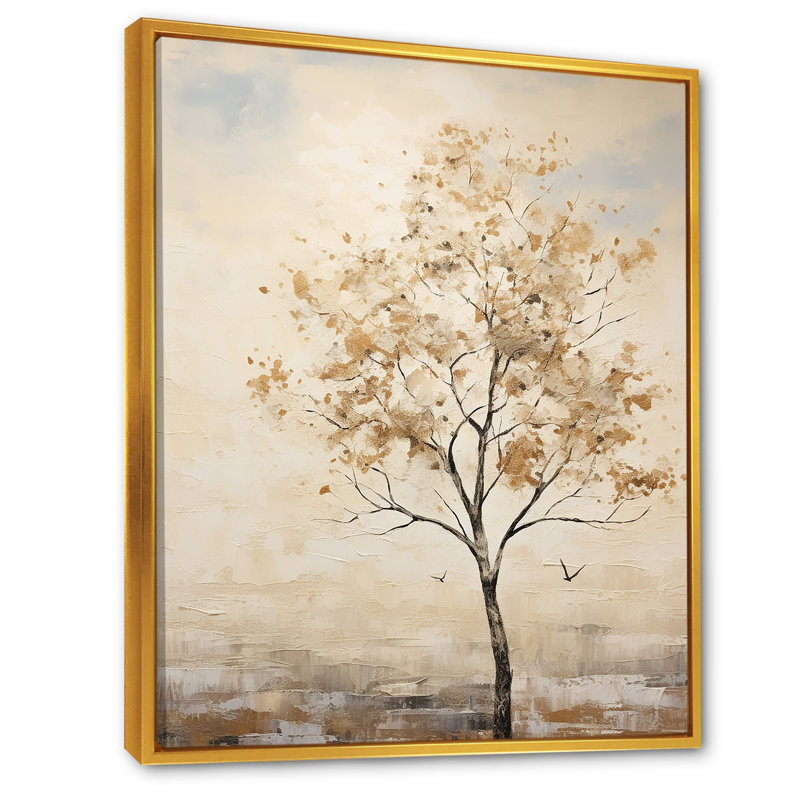 Arbre africain africain I - impressions sur toile, Cadre flottant doré, H 40 po x l 30 po