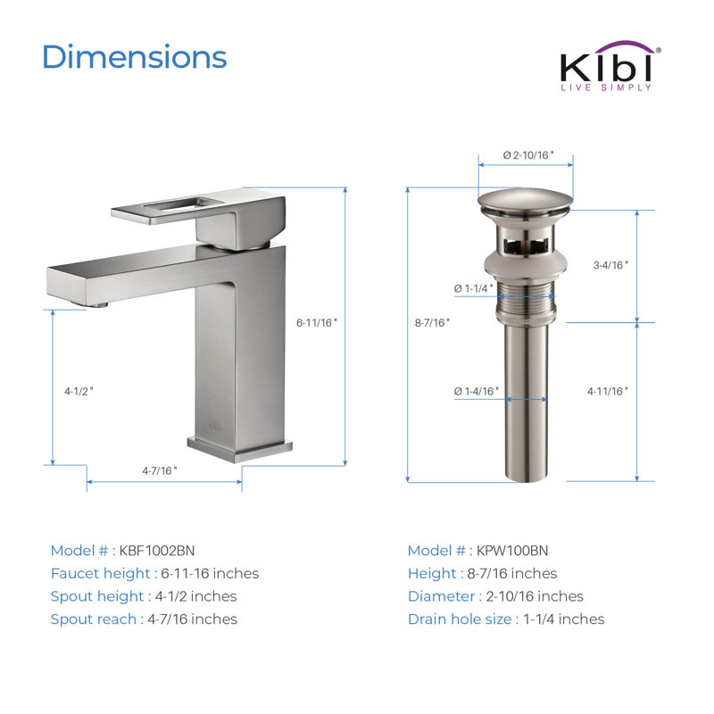 Cube Single-Hole Single-handle Bathroom Faucet, Brush Nickel, Yes