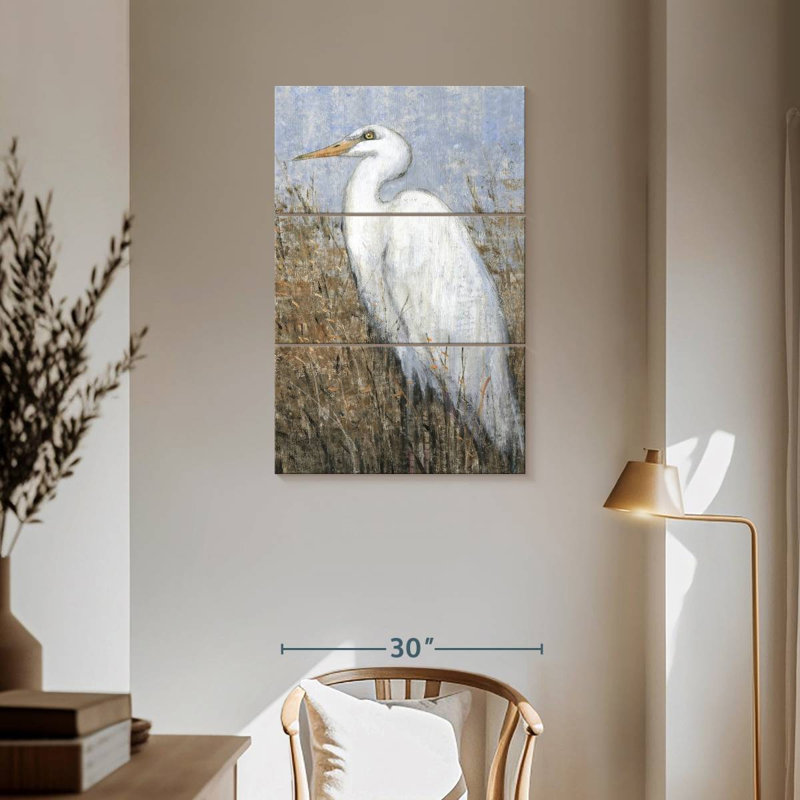 Brampt White Heron II, 57" H x 36" W