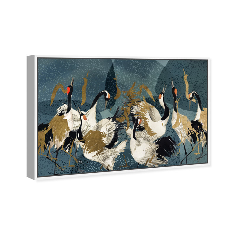 Crane Love Crane Love, impression sur toile encadrée sur toile, Toile encadrée flottée blanche, H 17 po x l 25 po x P 1,75 po