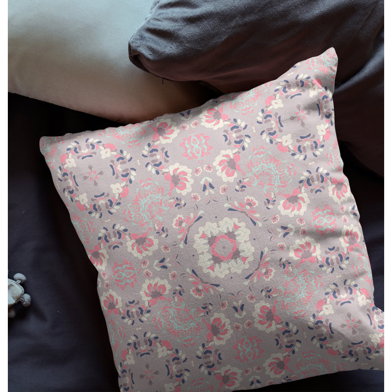  Housse de coussin et insert Love and Liberty, 20 po x 20 po, Rose estompé/blanc