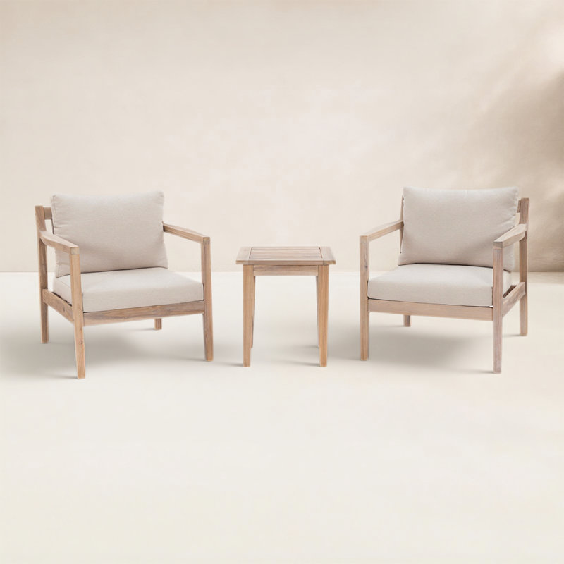 Amina 3-Piece Cushioned Outdoor Seating Group with End Table