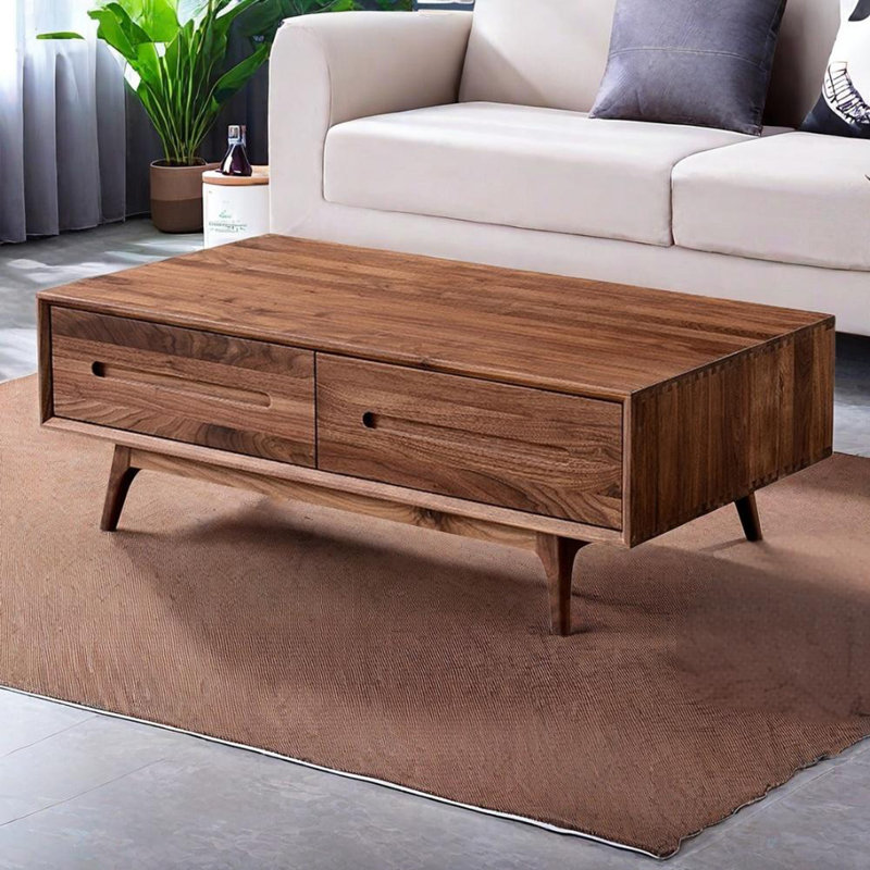 Table de bout en noyer noir, H 16,5 po x L 49,2 po x l 24,4 po
