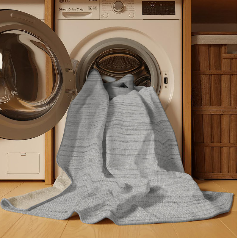 Machine Washable Solid Brown Area Rug, Square 3'